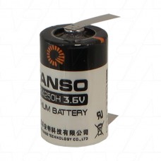 FER14250H/T Fanso 1/2AA 3.6V 1.2Ah LiSOCl2 Battery w/Solder Tags
